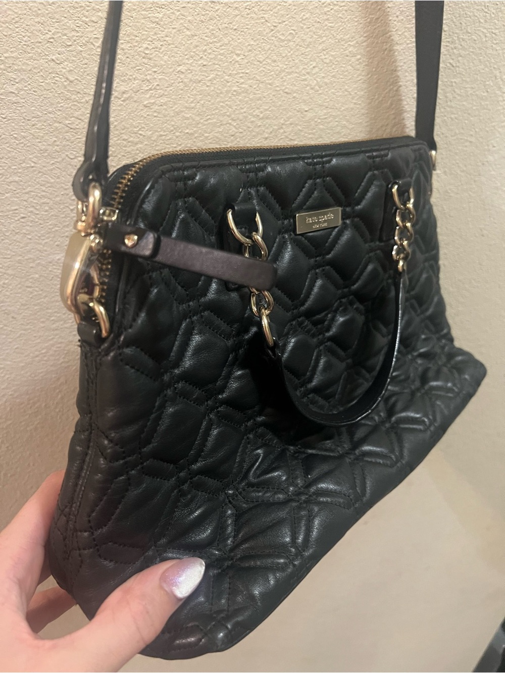 kate spade Black Quilted Crossbody with Gold Hardware and dust bag - Picture 4 of 11